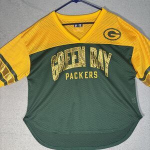 Green Bay Packers Mesh Jersey Women's Size L NFL Sport Team Apparel High Low Hem
